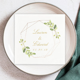 Servilleta De Papel Boda Personalizada con Vegetación Geométrica Moder