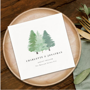 Servilleta De Papel Boda personalizada de acuarela en el bosque