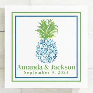 Servilleta De Papel Boda personalizada de Chinoiserie Preppy Piña