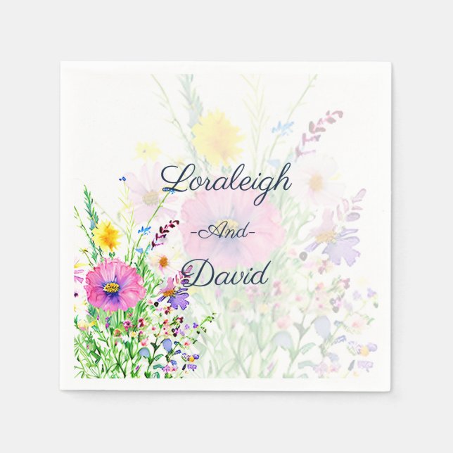 Servilleta De Papel Boda personalizada de flores silvestres de primave (Anverso)
