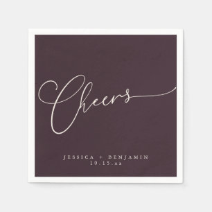 Servilleta De Papel Boda personalizada de guión minimalista Cheers Cir