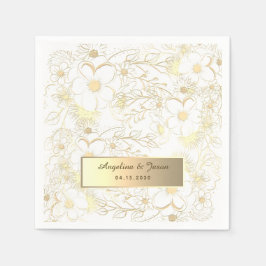 Servilleta De Papel Boda Personalizada de Oro