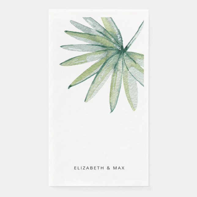 Servilleta De Papel Boda Personalizada de Palma Tropical (Anverso)