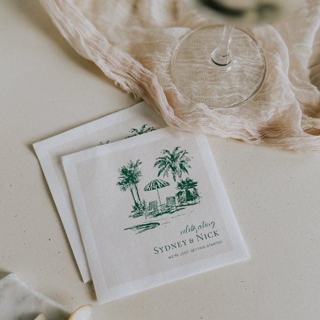 Servilleta De Papel Boda Personalizada de Palma Tropical (Subido por el creador)