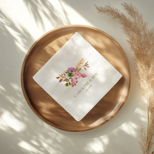 Servilleta De Papel Boda personalizada elegante floral acuarela colori