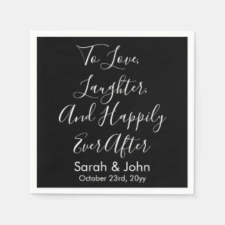Servilleta De Papel Boda personalizada en negro y blanco con guion Rec