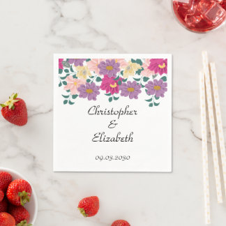 Servilleta De Papel Boda Personalizada Floral Elegante