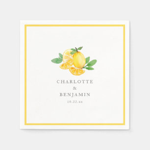 Servilleta De Papel Boda Personalizada Fruta Limón Acuarela