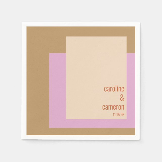 Servilleta De Papel Boda personalizada geométrica Lilac Gold moderna (Anverso)
