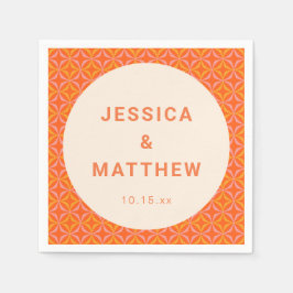Servilleta De Papel Boda personalizada geométrica naranja moderna de m