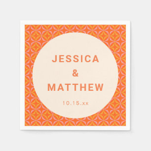 Servilleta De Papel Boda personalizada geométrica naranja moderna de m