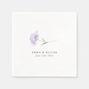 Servilleta De Papel Boda Personalizada Hortensia Lila Lavanda