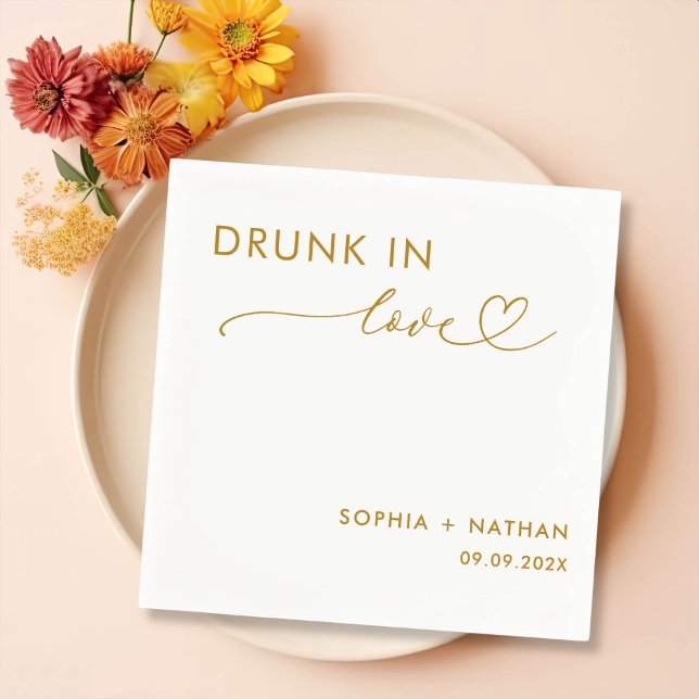 Servilleta De Papel Boda Personalizada Modern Drunk In Love (Subido por el creador)