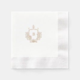 Servilleta De Papel Boda personalizada Monograma Escudo blanco y oro d