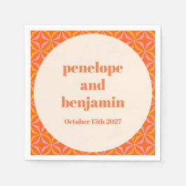 Servilleta De Papel Boda personalizada Naranja moderna de mediados de 