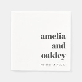 Servilleta De Papel Boda personalizada negrita Minimalista Retro Blanc