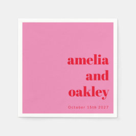 Servilleta De Papel Boda personalizada negrita y retro rosa moderno