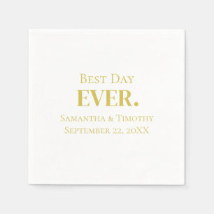 Servilleta De Papel Boda Personalizada Oro Mejor Día de la Boda  
