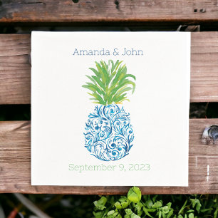 Servilleta De Papel Boda Personalizada Preppy Chinoiserie Piña