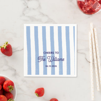 Servilleta De Papel Boda Personalizada Raya Azul