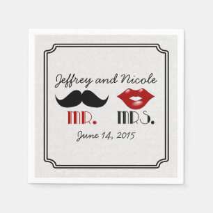 Servilleta De Papel Boda personalizada Retro Mustache
