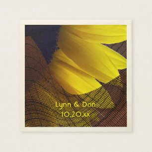 Servilleta De Papel Boda personalizada Rustic Sunflower and Burlap