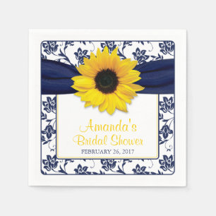 Servilleta De Papel Boda personalizado azul de la marina de girasol am