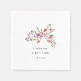 Servilleta De Papel Boda Personalizado Boho Pink Wildflowers minimalis