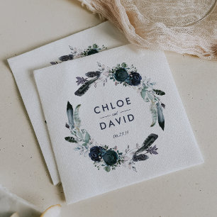 Servilleta De Papel Boda personalizado de color de agua de la marina r