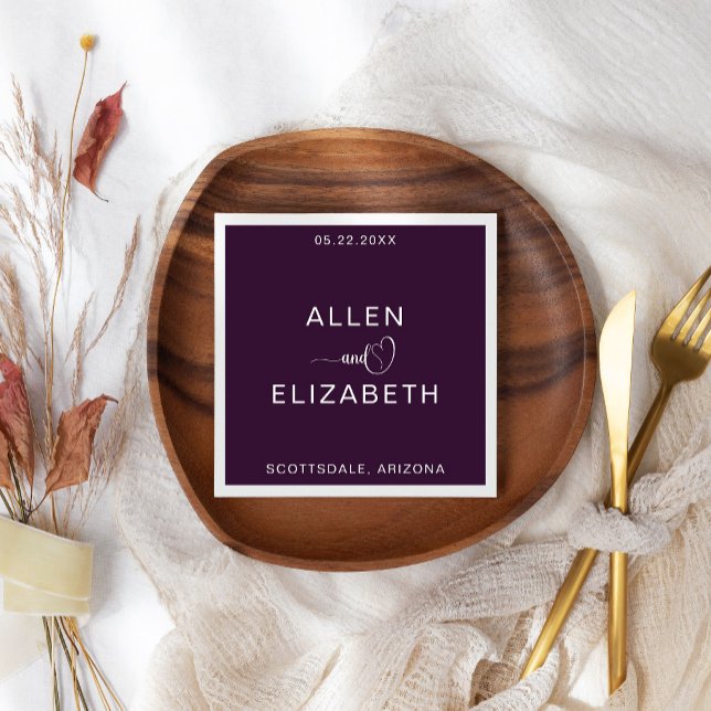 Servilleta De Papel Boda personalizado de estilo púrpura moderno (Subido por el creador)