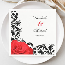 Servilleta De Papel Boda personalizado de Flouried Black Flourialized 