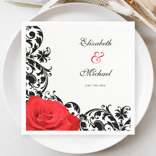 Servilleta De Papel Boda personalizado de Flouried Black Flourialized 