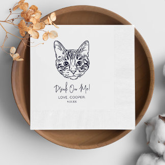 Servilleta De Papel Boda personalizado de gato negro y blanco