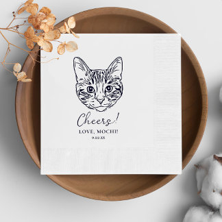Servilleta De Papel Boda personalizado de gato negro y blanco