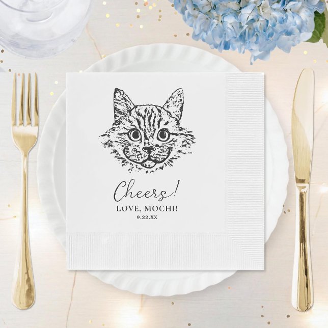 Servilleta De Papel Boda personalizado de gato negro y blanco (Subido por el creador)