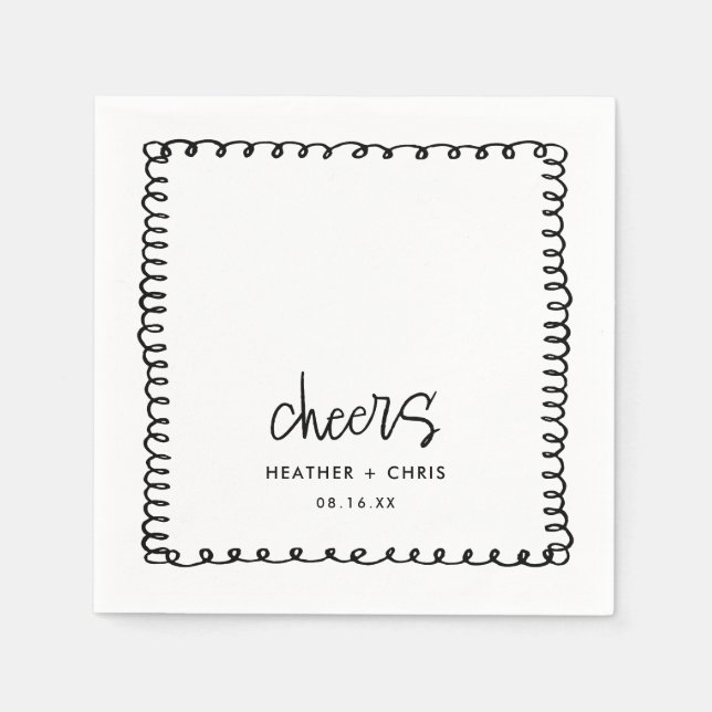 Servilleta De Papel Boda personalizado de Hand Drawn Cheys (Anverso)