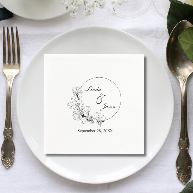 Servilleta De Papel Boda personalizado de la flor floral cúrtica (Subido por el creador)