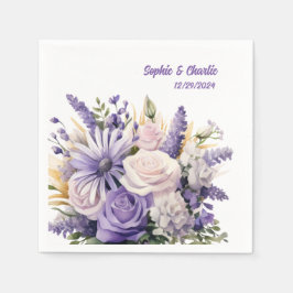 Servilleta De Papel Boda personalizado de la floral de lavanda