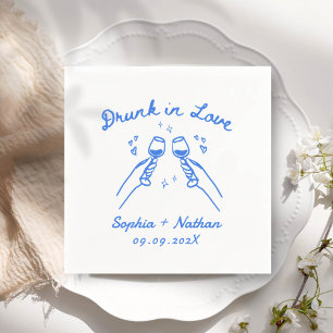 Servilleta De Papel Boda Personalizado De La Mano Borrada En El Amor