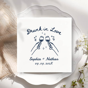 Servilleta De Papel Boda Personalizado De La Mano Borrada En El Amor
