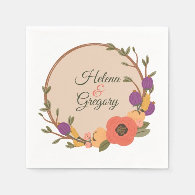 Servilleta De Papel Boda personalizado de los jardines florales (Anverso)
