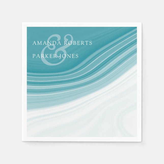 Servilleta De Papel Boda personalizado de mármol de lujo (Anverso)
