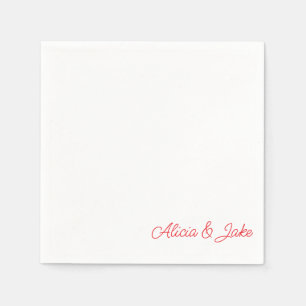 Servilleta De Papel Boda personalizado de nombres de guiones rojos