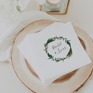 Servilleta De Papel Boda personalizado de Palm Wreath