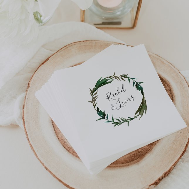 Servilleta De Papel Boda personalizado de Palm Wreath (Subido por el creador)