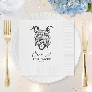 Servilleta De Papel Boda personalizado de perro mínimo blanco y negro