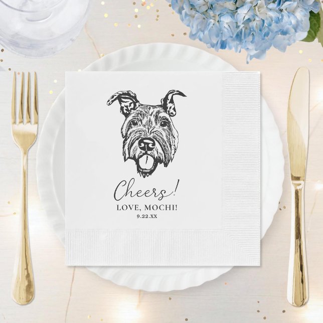 Servilleta De Papel Boda personalizado de perro mínimo blanco y negro (Subido por el creador)