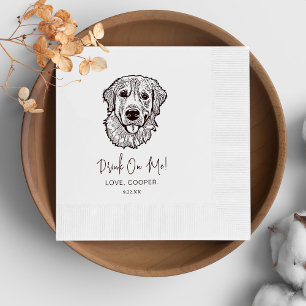 Servilleta De Papel Boda personalizado de perro negro y blanco