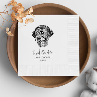 Servilleta De Papel Boda personalizado de perro negro y blanco