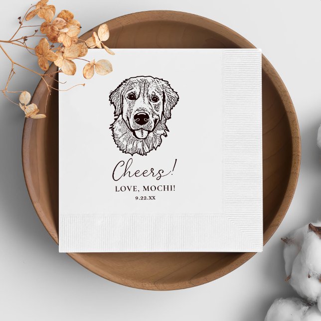 Servilleta De Papel Boda personalizado de perro negro y blanco (Subido por el creador)
